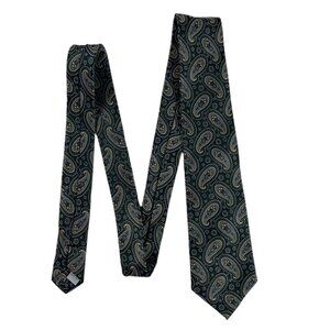 Burma Bibas 100% Silk Paisley Print Multicolor Gray Blue Necktie Tie 3.38" x 58"